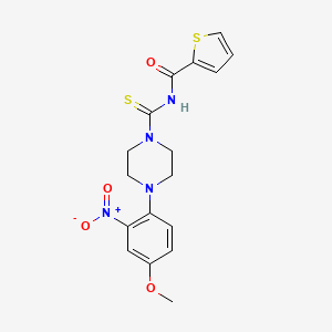 molecular formula C17H18N4O4S2 B4229096 N-{[4-(4-methoxy-2-nitrophenyl)-1-piperazinyl]carbonothioyl}-2-thiophenecarboxamide 