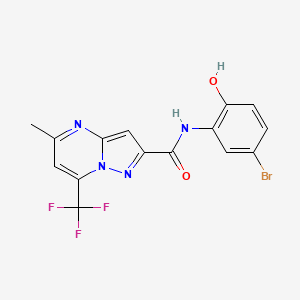 molecular formula C15H10BrF3N4O2 B4229123 N-(5-bromo-2-hydroxyphenyl)-5-methyl-7-(trifluoromethyl)pyrazolo[1,5-a]pyrimidine-2-carboxamide 
