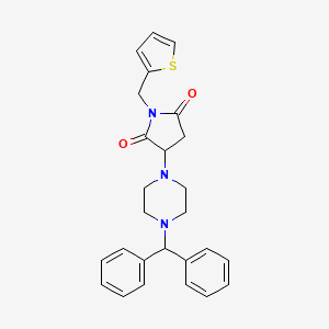 molecular formula C26H27N3O2S B4229130 3-[4-(diphenylmethyl)-1-piperazinyl]-1-(2-thienylmethyl)-2,5-pyrrolidinedione 