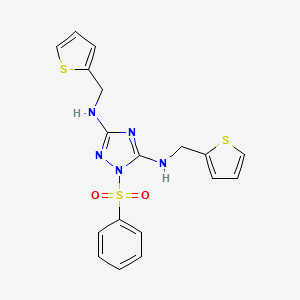 molecular formula C18H17N5O2S3 B4229133 1-(phenylsulfonyl)-N,N'-bis(2-thienylmethyl)-1H-1,2,4-triazole-3,5-diamine 