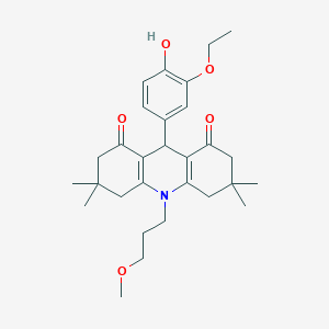molecular formula C29H39NO5 B422915 9-(3-ethoxy-4-hydroxyphenyl)-10-(3-methoxypropyl)-3,3,6,6-tetramethyl-3,4,6,7,9,10-hexahydro-1,8(2H,5H)-acridinedione 