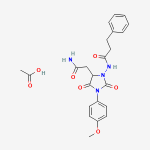 N-[5-(2-amino-2-oxoethyl)-3-(4-methoxyphenyl)-2,4-dioxo-1-imidazolidinyl]-3-phenylpropanamide acetate