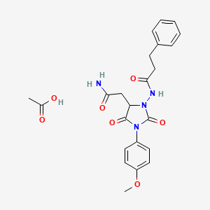 molecular formula C23H26N4O7 B4229154 N-[5-(2-amino-2-oxoethyl)-3-(4-methoxyphenyl)-2,4-dioxo-1-imidazolidinyl]-3-phenylpropanamide acetate 