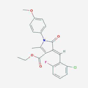 molecular formula C22H19ClFNO4 B422916 ethyl 4-(2-chloro-6-fluorobenzylidene)-1-(4-methoxyphenyl)-2-methyl-5-oxo-4,5-dihydro-1H-pyrrole-3-carboxylate 