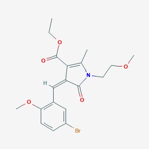 molecular formula C19H22BrNO5 B422917 ethyl 4-(5-bromo-2-methoxybenzylidene)-1-(2-methoxyethyl)-2-methyl-5-oxo-4,5-dihydro-1H-pyrrole-3-carboxylate 