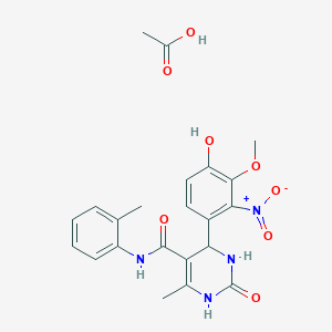molecular formula C22H24N4O8 B4229178 4-(4-hydroxy-3-methoxy-2-nitrophenyl)-6-methyl-N-(2-methylphenyl)-2-oxo-1,2,3,4-tetrahydro-5-pyrimidinecarboxamide acetate (salt) 