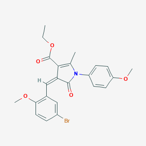 molecular formula C23H22BrNO5 B422918 ethyl 4-(5-bromo-2-methoxybenzylidene)-1-(4-methoxyphenyl)-2-methyl-5-oxo-4,5-dihydro-1H-pyrrole-3-carboxylate 