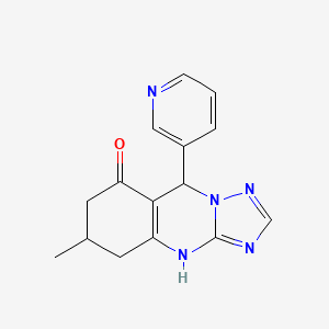 molecular formula C15H15N5O B4229188 6-methyl-9-(3-pyridinyl)-5,6,7,9-tetrahydro[1,2,4]triazolo[5,1-b]quinazolin-8(4H)-one 