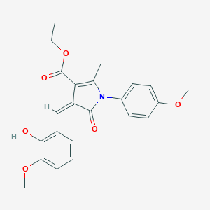 molecular formula C23H23NO6 B422919 ethyl 4-(2-hydroxy-3-methoxybenzylidene)-1-(4-methoxyphenyl)-2-methyl-5-oxo-4,5-dihydro-1H-pyrrole-3-carboxylate 
