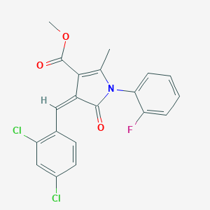 molecular formula C20H14Cl2FNO3 B422920 methyl 4-(2,4-dichlorobenzylidene)-1-(2-fluorophenyl)-2-methyl-5-oxo-4,5-dihydro-1H-pyrrole-3-carboxylate 