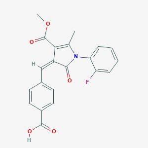 molecular formula C21H16FNO5 B422921 4-{(Z)-[1-(2-fluorophenyl)-4-(methoxycarbonyl)-5-methyl-2-oxo-1,2-dihydro-3H-pyrrol-3-ylidene]methyl}benzoic acid CAS No. 371141-43-4