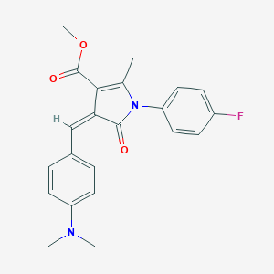 molecular formula C22H21FN2O3 B422922 methyl 4-[4-(dimethylamino)benzylidene]-1-(4-fluorophenyl)-2-methyl-5-oxo-4,5-dihydro-1H-pyrrole-3-carboxylate 