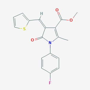 molecular formula C18H14FNO3S B422927 methyl (4Z)-1-(4-fluorophenyl)-2-methyl-5-oxo-4-(thiophen-2-ylmethylidene)-4,5-dihydro-1H-pyrrole-3-carboxylate 