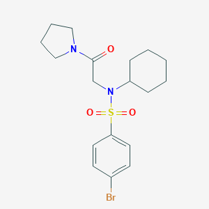 molecular formula C18H25BrN2O3S B422929 4-bromo-N-cyclohexyl-N-[2-oxo-2-(1-pyrrolidinyl)ethyl]benzenesulfonamide 