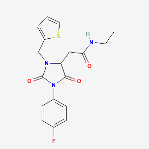 molecular formula C18H18FN3O3S B4229319 N-ethyl-2-[1-(4-fluorophenyl)-2,5-dioxo-3-(2-thienylmethyl)-4-imidazolidinyl]acetamide 