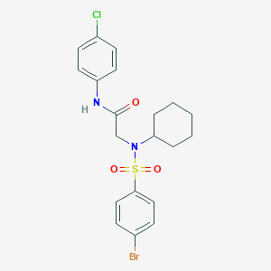 molecular formula C20H22BrClN2O3S B422932 2-[[(4-bromophenyl)sulfonyl](cyclohexyl)amino]-N-(4-chlorophenyl)acetamide 
