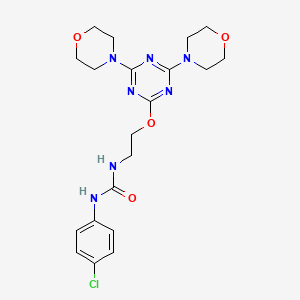 molecular formula C20H26ClN7O4 B4229330 N-(4-chlorophenyl)-N'-{2-[(4,6-di-4-morpholinyl-1,3,5-triazin-2-yl)oxy]ethyl}urea 