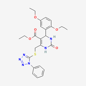 molecular formula C25H28N6O5S B4229349 ethyl 4-(2,5-diethoxyphenyl)-2-oxo-6-{[(1-phenyl-1H-tetrazol-5-yl)thio]methyl}-1,2,3,4-tetrahydro-5-pyrimidinecarboxylate 