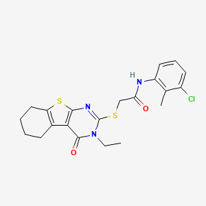 molecular formula C21H22ClN3O2S2 B4229351 N-(3-chloro-2-methylphenyl)-2-[(3-ethyl-4-oxo-3,4,5,6,7,8-hexahydro[1]benzothieno[2,3-d]pyrimidin-2-yl)thio]acetamide CAS No. 618879-77-9
