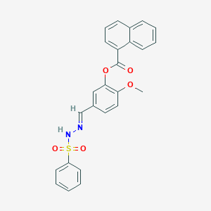 molecular formula C25H20N2O5S B422936 2-methoxy-5-{(E)-[2-(phenylsulfonyl)hydrazinylidene]methyl}phenyl naphthalene-1-carboxylate 