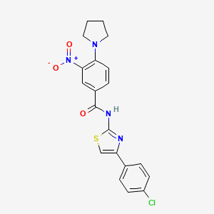 molecular formula C20H17ClN4O3S B4229366 N-[4-(4-chlorophenyl)-1,3-thiazol-2-yl]-3-nitro-4-(1-pyrrolidinyl)benzamide 