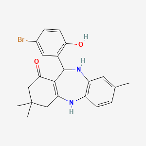 molecular formula C22H23BrN2O2 B4229408 11-(5-bromo-2-hydroxyphenyl)-3,3,8-trimethyl-2,3,4,5,10,11-hexahydro-1H-dibenzo[b,e][1,4]diazepin-1-one 