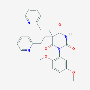 molecular formula C26H26N4O5 B4229458 1-(2,5-dimethoxyphenyl)-5,5-bis[2-(2-pyridinyl)ethyl]-2,4,6(1H,3H,5H)-pyrimidinetrione 