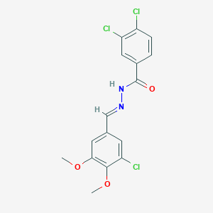 molecular formula C16H13Cl3N2O3 B422951 3,4-dichloro-N'-(3-chloro-4,5-dimethoxybenzylidene)benzohydrazide 