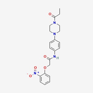 molecular formula C21H24N4O5 B4229514 2-(2-nitrophenoxy)-N-[4-(4-propionyl-1-piperazinyl)phenyl]acetamide 