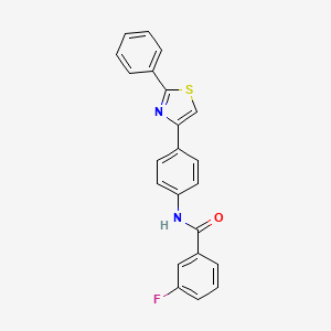 3-fluoro-N-[4-(2-phenyl-1,3-thiazol-4-yl)phenyl]benzamide