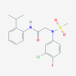 molecular formula C18H20ClFN2O3S B4229533 N~2~-(3-chloro-4-fluorophenyl)-N~1~-(2-isopropylphenyl)-N~2~-(methylsulfonyl)glycinamide 