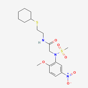 molecular formula C18H27N3O6S2 B4229541 N~1~-[2-(cyclohexylthio)ethyl]-N~2~-(2-methoxy-5-nitrophenyl)-N~2~-(methylsulfonyl)glycinamide 