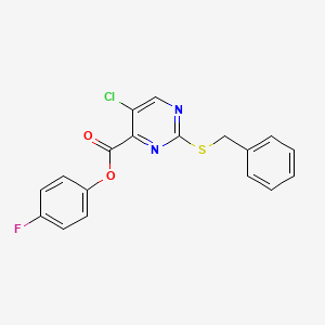 molecular formula C18H12ClFN2O2S B4229542 4-fluorophenyl 2-(benzylthio)-5-chloro-4-pyrimidinecarboxylate 