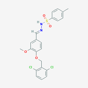 molecular formula C22H20Cl2N2O4S B422955 N'-{4-[(2,6-dichlorobenzyl)oxy]-3-methoxybenzylidene}-4-methylbenzenesulfonohydrazide 
