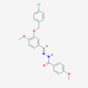 molecular formula C23H21ClN2O4 B422957 N'-{3-[(4-chlorobenzyl)oxy]-4-methoxybenzylidene}-4-methoxybenzohydrazide 