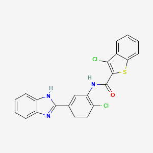 molecular formula C22H13Cl2N3OS B4229586 N-[5-(1H-benzimidazol-2-yl)-2-chlorophenyl]-3-chloro-1-benzothiophene-2-carboxamide 