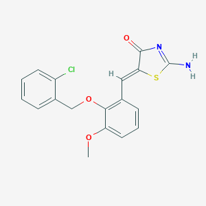molecular formula C18H15ClN2O3S B422959 (5Z)-5-{2-[(2-chlorobenzyl)oxy]-3-methoxybenzylidene}-2-imino-1,3-thiazolidin-4-one 