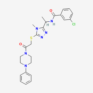 molecular formula C24H27ClN6O2S B4229614 3-chloro-N-[1-(4-methyl-5-{[2-oxo-2-(4-phenyl-1-piperazinyl)ethyl]thio}-4H-1,2,4-triazol-3-yl)ethyl]benzamide 
