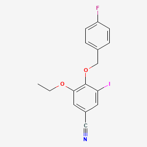 molecular formula C16H13FINO2 B4229626 3-ethoxy-4-[(4-fluorobenzyl)oxy]-5-iodobenzonitrile 
