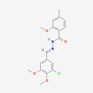 molecular formula C18H19ClN2O4 B422965 N'-(3-chloro-4,5-dimethoxybenzylidene)-2-methoxy-4-methylbenzohydrazide 