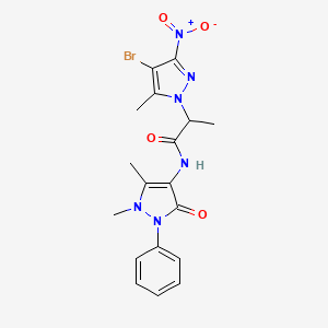 molecular formula C18H19BrN6O4 B4229656 2-(4-bromo-5-methyl-3-nitro-1H-pyrazol-1-yl)-N-(1,5-dimethyl-3-oxo-2-phenyl-2,3-dihydro-1H-pyrazol-4-yl)propanamide 