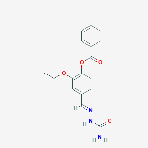 molecular formula C18H19N3O4 B422966 4-[2-(Aminocarbonyl)carbohydrazonoyl]-2-ethoxyphenyl 4-methylbenzoate 