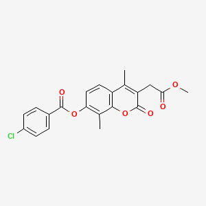 3-(2-methoxy-2-oxoethyl)-4,8-dimethyl-2-oxo-2H-chromen-7-yl 4-chlorobenzoate