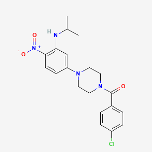 molecular formula C20H23ClN4O3 B4229678 5-[4-(4-chlorobenzoyl)-1-piperazinyl]-N-isopropyl-2-nitroaniline 