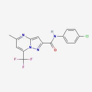 molecular formula C15H10ClF3N4O B4229695 N-(4-chlorophenyl)-5-methyl-7-(trifluoromethyl)pyrazolo[1,5-a]pyrimidine-2-carboxamide 