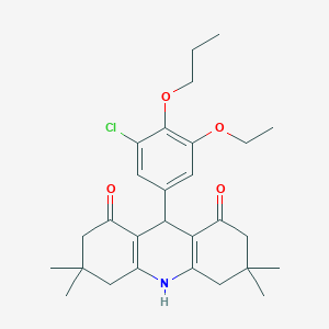 molecular formula C28H36ClNO4 B422971 9-(3-chloro-5-ethoxy-4-propoxyphenyl)-3,3,6,6-tetramethyl-3,4,6,7,9,10-hexahydro-1,8(2H,5H)-acridinedione 