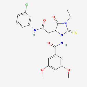 N-(5-{2-[(3-chlorophenyl)amino]-2-oxoethyl}-3-ethyl-4-oxo-2-thioxo-1-imidazolidinyl)-3,5-dimethoxybenzamide