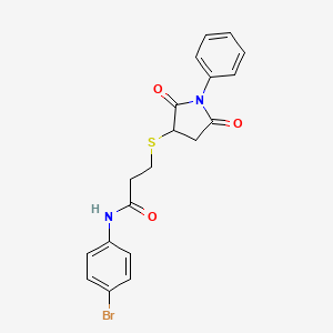 N-(4-bromophenyl)-3-[(2,5-dioxo-1-phenyl-3-pyrrolidinyl)thio]propanamide