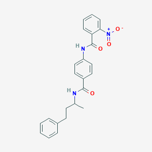 molecular formula C24H23N3O4 B4229740 N-(4-{[(1-methyl-3-phenylpropyl)amino]carbonyl}phenyl)-2-nitrobenzamide 