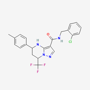 molecular formula C22H20ClF3N4O B4229752 N-(2-chlorobenzyl)-5-(4-methylphenyl)-7-(trifluoromethyl)-4,5,6,7-tetrahydropyrazolo[1,5-a]pyrimidine-3-carboxamide 